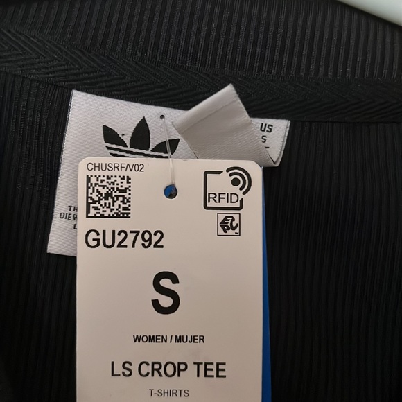 NWT adidas black and orange crop top long sleeve size: S - Picture 4 of 8